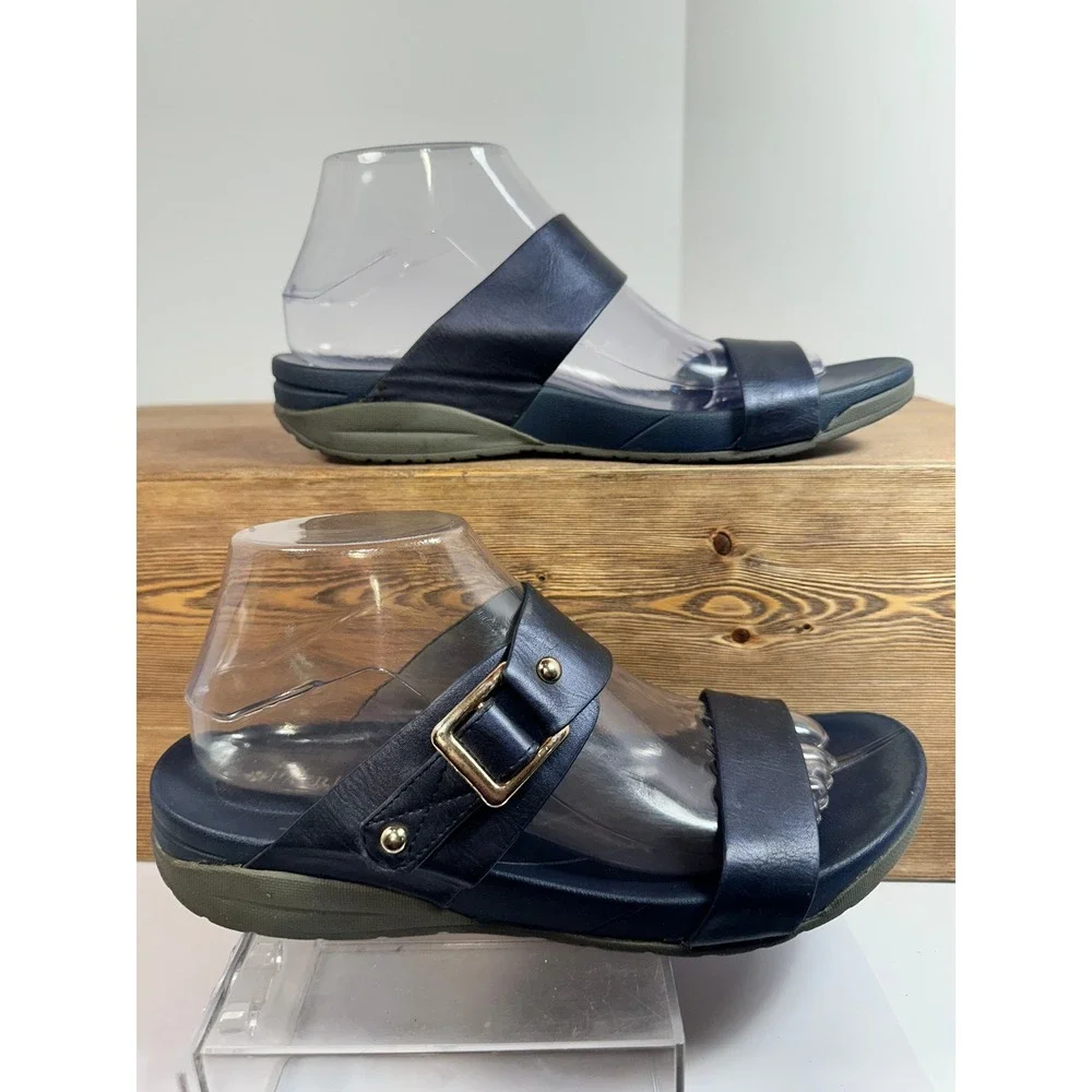 Patrizia Spring Step Leather Comfort Slide Sandal Quiet Luxury Minimalist 9.5-10